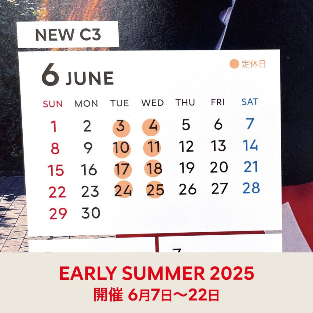 6月定休日のお知らせ。